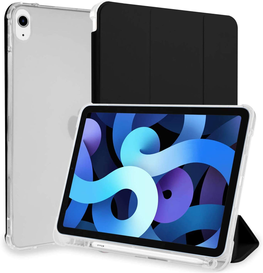 ProElite Smart Flip Case Cover for Apple iPad Air 4th/5th Gen 10.9 inch , Transparent Soft Back, Black