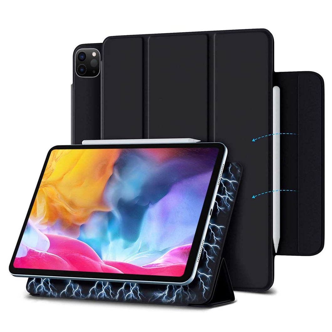ProElite Smart Magnetic Case Cover for Apple iPad pro 12.9 inch 2020 [Support Apple Pencil Charging], Black