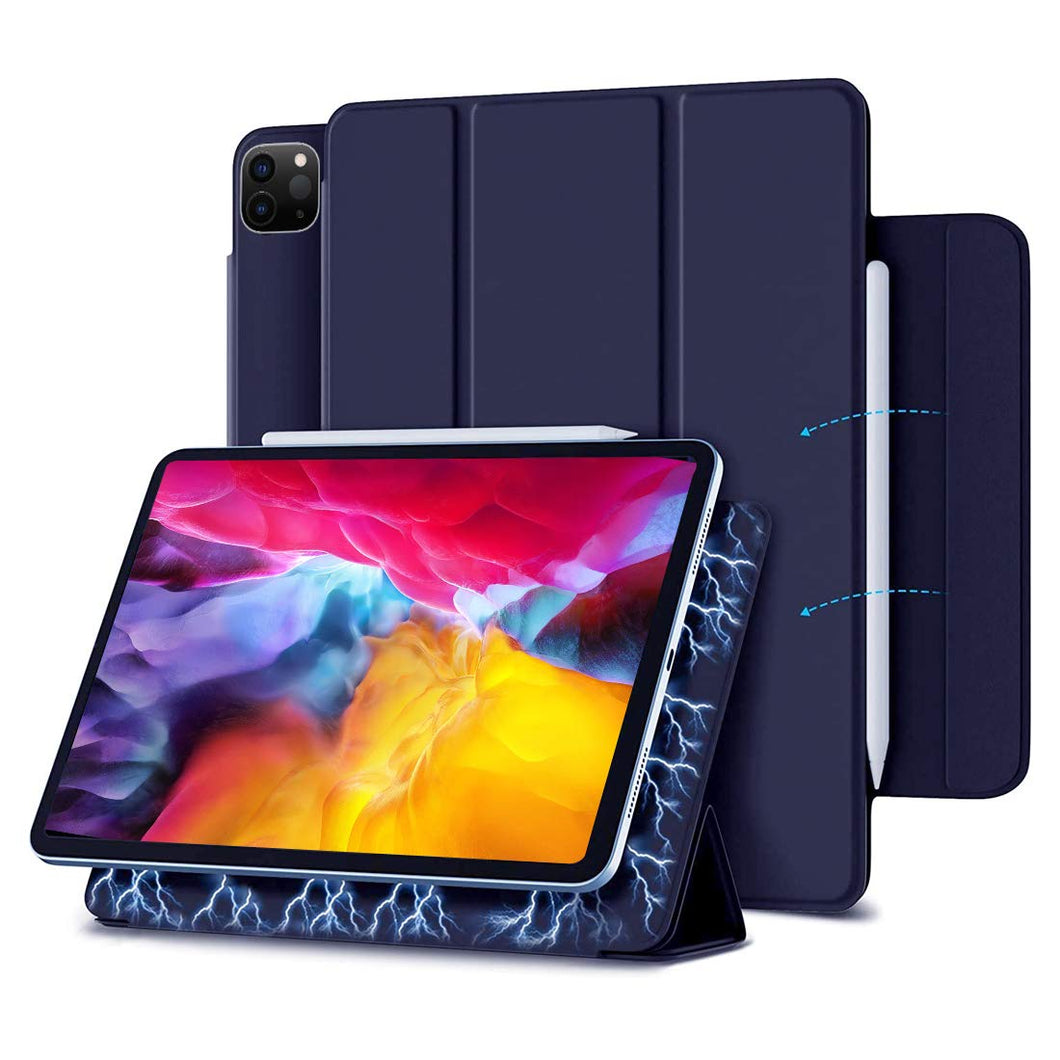 ProElite Smart Magnetic Case Cover for Apple iPad pro 12.9 inch 2020 [Support Apple Pencil Charging], Dark Blue