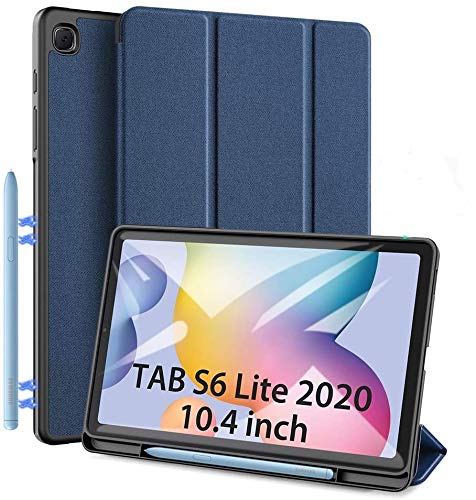 ProElite Smart Flip case Cover for Samsung Galaxy Tab S6 Lite 10.4 Inch SM-P610/P615 with S Pen Holder, Navy Blue