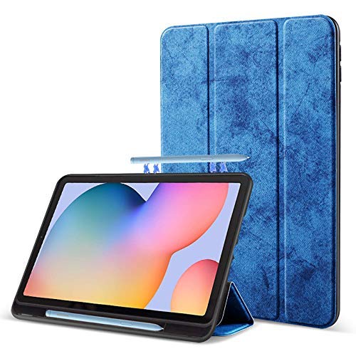 ProElite PU Smart Flip case Cover for Samsung Galaxy Tab S6 Lite 10.4 Inch SM-P610/P615 with S Pen Holder , Dark Blue