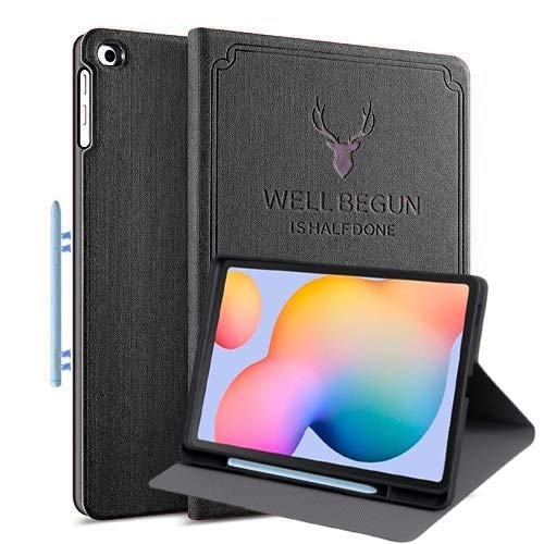 ProElite Deer Smart Flip case Cover for Samsung Galaxy Tab S6 Lite 10.4 Inch SM-P610/P615 with S Pen Holder , Black
