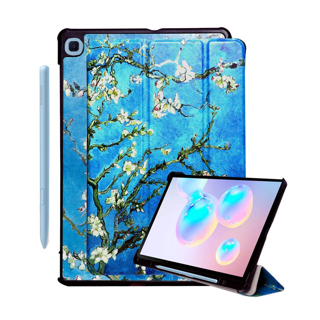ProElite Smart Flip case Cover for Samsung Galaxy Tab S6 Lite 10.4 Inch SM-P610/P615 with S Pen Holder, Flowers