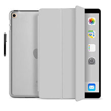 Load image into Gallery viewer, ProElite Smart Flip Case Cover for Apple ipad 7th/8th/9th Gen (2021) 10.2 inch with Stylus Pen, Translucent &amp; Hard Back, Grey

