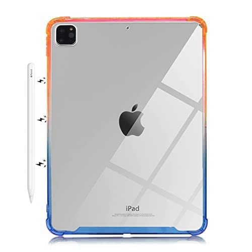 ProElite Flexible TPU Back case Cover for Apple iPad Pro 11 inch 2022/2021/2020 4th/3rd/2nd Gen,Soft Corners with Hard Transparent Back, Orange Blue