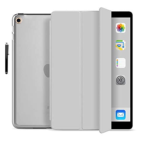 ProElite Smart Trifold Hard Back Flip Stand Case Cover for Apple iPad 9.7 inch 2018/2017 5th 6th Generation with Stylus Pen- Grey