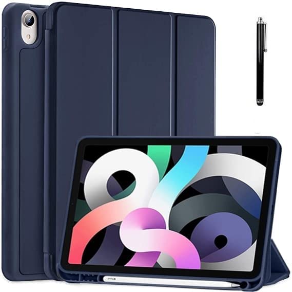 ProElite Smart Flip Case Cover for Apple iPad Air 5th/4th Gen 10.9 Inch with Pencil Holder [Auto Sleep/Wake] with Stylus Pen - Dark Blue