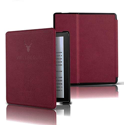 ProElite Deer Flip case Cover for Amazon Kindle Oasis 9th Gen & 10th Gen [Wine Red]