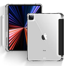 Load image into Gallery viewer, ProElite Smart Flip Case Cover for Apple iPad Pro 12.9 inch 2021 5th Gen, Clear Soft Back with Pencil Holder, Black
