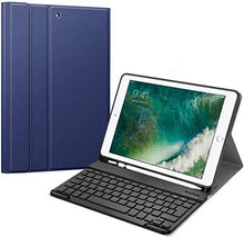 Load image into Gallery viewer, ProElite Detachable Wireless Bluetooth Keyboard case Cover for iPad 2018/2017 (6th Gen/5th Gen), iPad Air 2/1, iPad Pro 9.7 Pencil Holder, Dark Blue
