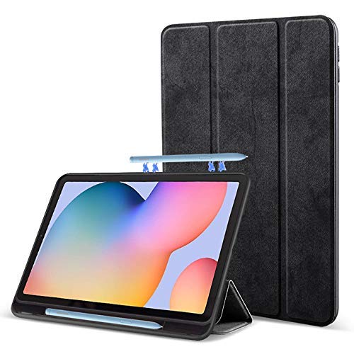 ProElite PU Smart Flip case Cover for Samsung Galaxy Tab S6 Lite 10.4 Inch SM-P610/P615 with S Pen Holder , Black