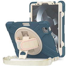 Load image into Gallery viewer, ProElite Rugged 3 Layer Armor case Cover for Apple iPad Air 5th/4th Gen 10.9&quot; with Hand Grip, Pencil Holder and Rotating Kickstand, Cornflower Blue
