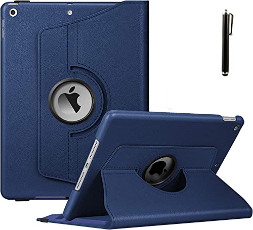 ProElite 360 Rotatable Smart Flip Case Cover for Apple iPad 9.7 inch 2018/2017 5th/6th Generation Air 1 Air 2 with Stylus Pen, Dark Blue