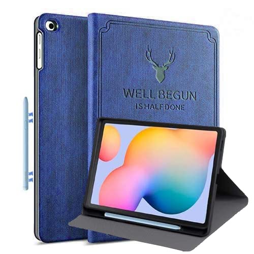 ProElite Deer Smart Flip case Cover for Samsung Galaxy Tab S6 Lite 10.4 Inch 2022 SM-P610/P615 with S Pen Holder , Dark Blue