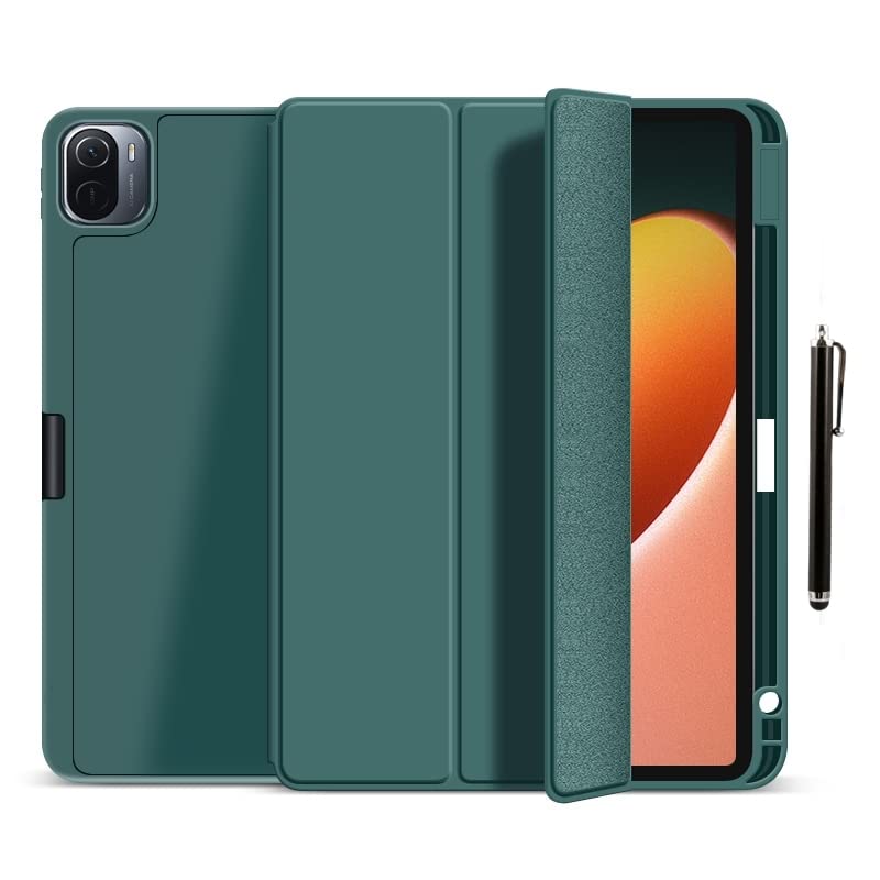 ProElite Smart Case for Xiaomi Mi Pad 5 11 inch , Auto Sleep/Wake Cover [Pen Holder] [Soft Flexible Case] Recoil Series - Dark Green with Stylus Pen