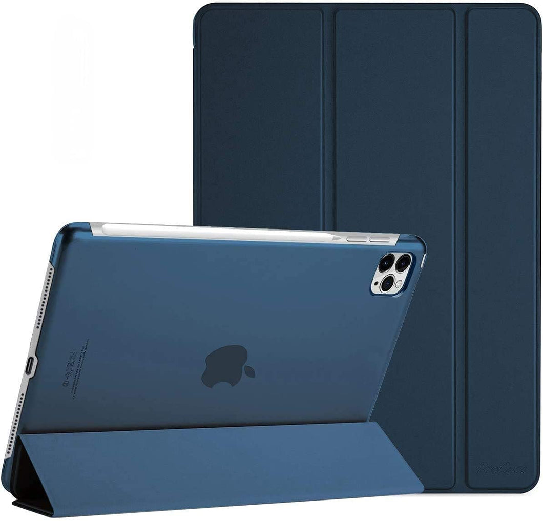 ProElite Smart Case Cover for Apple iPad Pro 11 inch 2022/2021 4th/3rd Gen [Auto Sleep/Wake ], Translucent & Hard Back, Dark Blue
