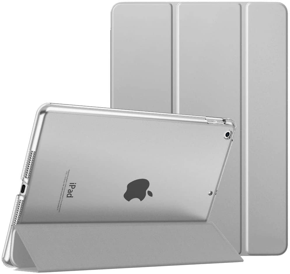 ProElite Smart Flip Case Cover for Apple iPad 9.7 inch Air 1 Air 2 5th/6th Generation Translucent Back, Grey