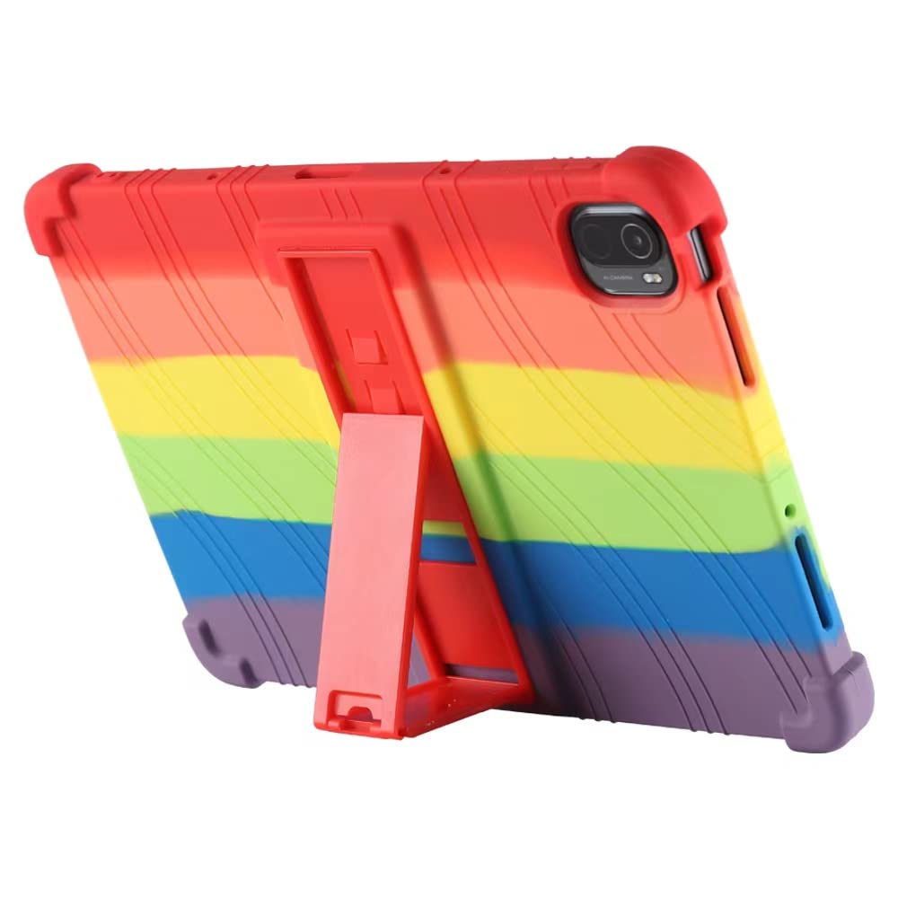 ProElite Soft Silicon Back case Cover with Stand for Xiaomi Mi Pad 5 11 Inch, Rainbow