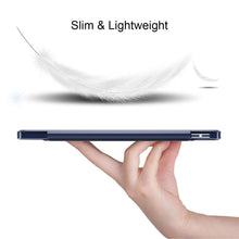 Load image into Gallery viewer, ProElite Smart Trifold Flip Case Cover for Apple iPad Air 5th/4th Gen 10.9 inch , Translucent Back with Clasp, Feather Series, Dark Blue

