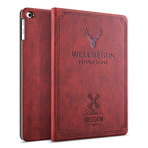 ProElite Smart Deer Flip case Cover for iPad 9.7 inch 2018/2017 / Air 2 / Air 5th 6th Generation (A1822/A1823/A1893/A1954)- Wine Red