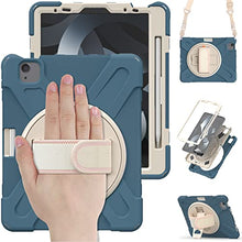 Load image into Gallery viewer, ProElite Rugged 3 Layer Armor case Cover for Apple iPad Air 5th/4th Gen 10.9&quot; with Hand Grip, Pencil Holder and Rotating Kickstand, Cornflower Blue
