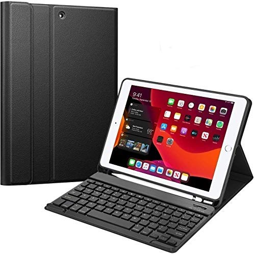 ProElite Detachable Wireless Bluetooth Keyboard case Cover for iPad 2018/2017 (6th Gen/5th Gen), iPad Air 2/1, iPad Pro 9.7 with Pencil Holder, Black