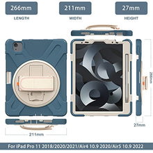 Load image into Gallery viewer, ProElite Rugged 3 Layer Armor case Cover for Apple iPad Air 5th/4th Gen 10.9&quot; with Hand Grip, Pencil Holder and Rotating Kickstand, Cornflower Blue
