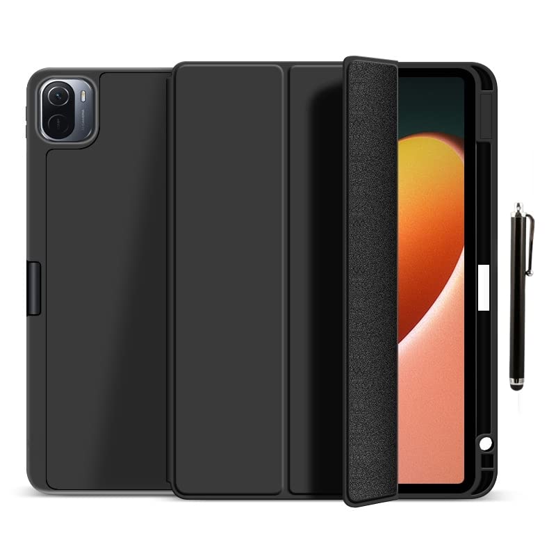 ProElite Smart Case for Xiaomi Mi Pad 5 11 inch , Auto Sleep/Wake Cover [Pen Holder] [Soft Flexible Case] Recoil Series - Black with Stylus Pen