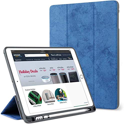 ProElite Smart PU Flip Case Cover for Apple ipad 7th/8th/9th Gen (2021) 10.2 inch with Pencil Holder, Dark Blue