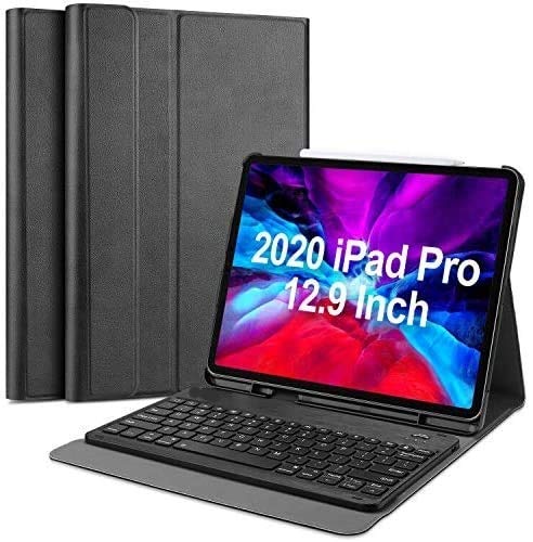 ProElite Detachable Wireless Bluetooth Keyboard case Cover for Apple iPad Pro 12.9 inch 2020/2021 4th/5th Generation (with Pencil Holder), Black