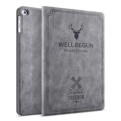 ProElite Smart Deer Flip case Cover for iPad 9.7 inch 2018/2017 / Air 2 / Air 5th 6th Generation (A1822/A1823/A1893/A1954) -Grey