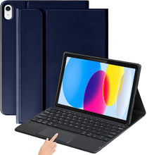 Load image into Gallery viewer, ProElite Detachable Wireless Bluetooth Touchpad Keyboard flip case Cover for Apple iPad 10th Gen 10.9 inch. with Pencil Holder, Dark Blue
