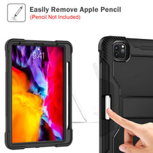 Load image into Gallery viewer, ProElite Rugged Shockproof Heavy Duty Back Case Cover for Apple iPad Pro 11&quot; 3rd Gen 2021/2020 &amp; iPad Air 5th/4th Gen 10.9&quot; with Pencil Holder, Black
