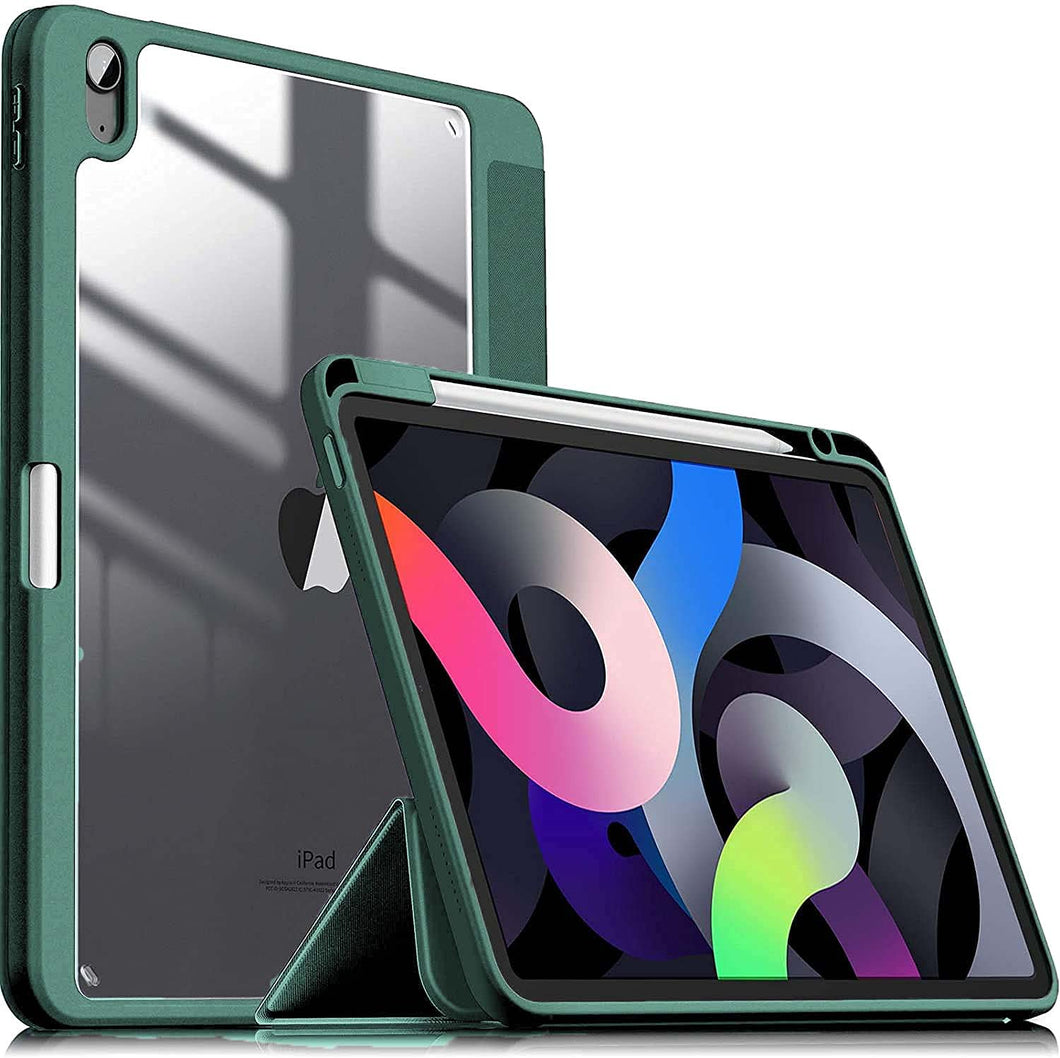 ProElite Hybrid Detachable Magnetic Case Cover for Apple iPad Air 10.9 inch 4th/5th Generation with Pencil Holder, Dark Green [Transparent Back]