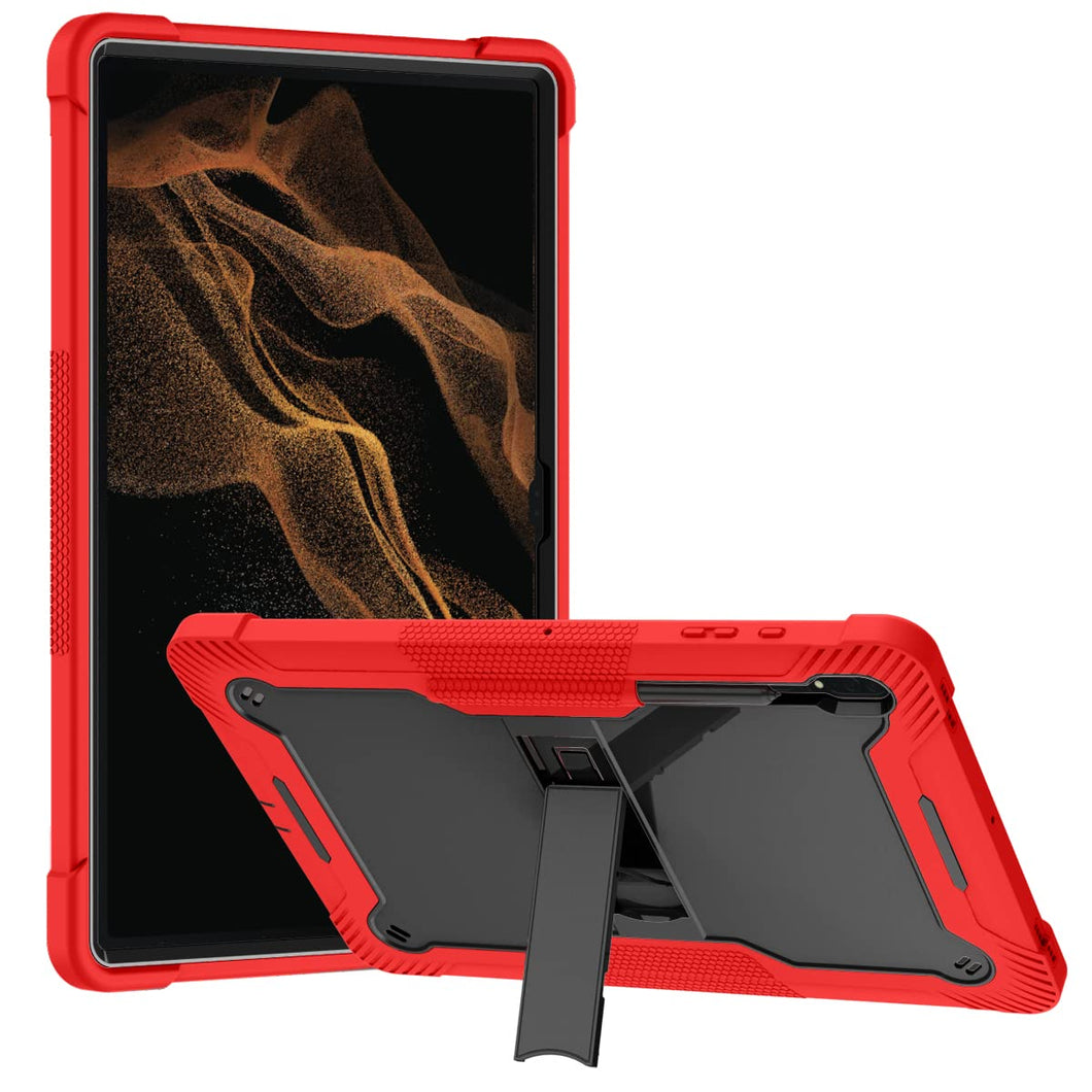 ProElite Rugged Shockproof Heavy Duty Back Case Cover for Samsung Galaxy Tab S8 Ultra 14.6 inch (SM-X900/ X906), with S Pen Holder, Red