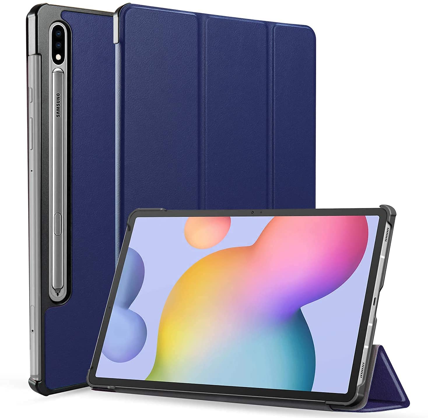 ProElite Smart Trifold Flip case Cover for Samsung Galaxy Tab S8 Ultra  inch (SM-X900/ X906), Support S Pen Magnetic Attachment [Dark Blue]