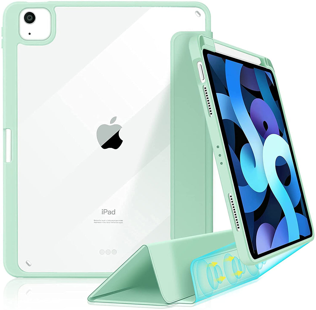 ProElite Hybrid Detachable Magnetic Case Cover for Apple iPad Air 10.9 inch 4th/5th Generation with Pencil Holder, Mint Green [Transparent Back]