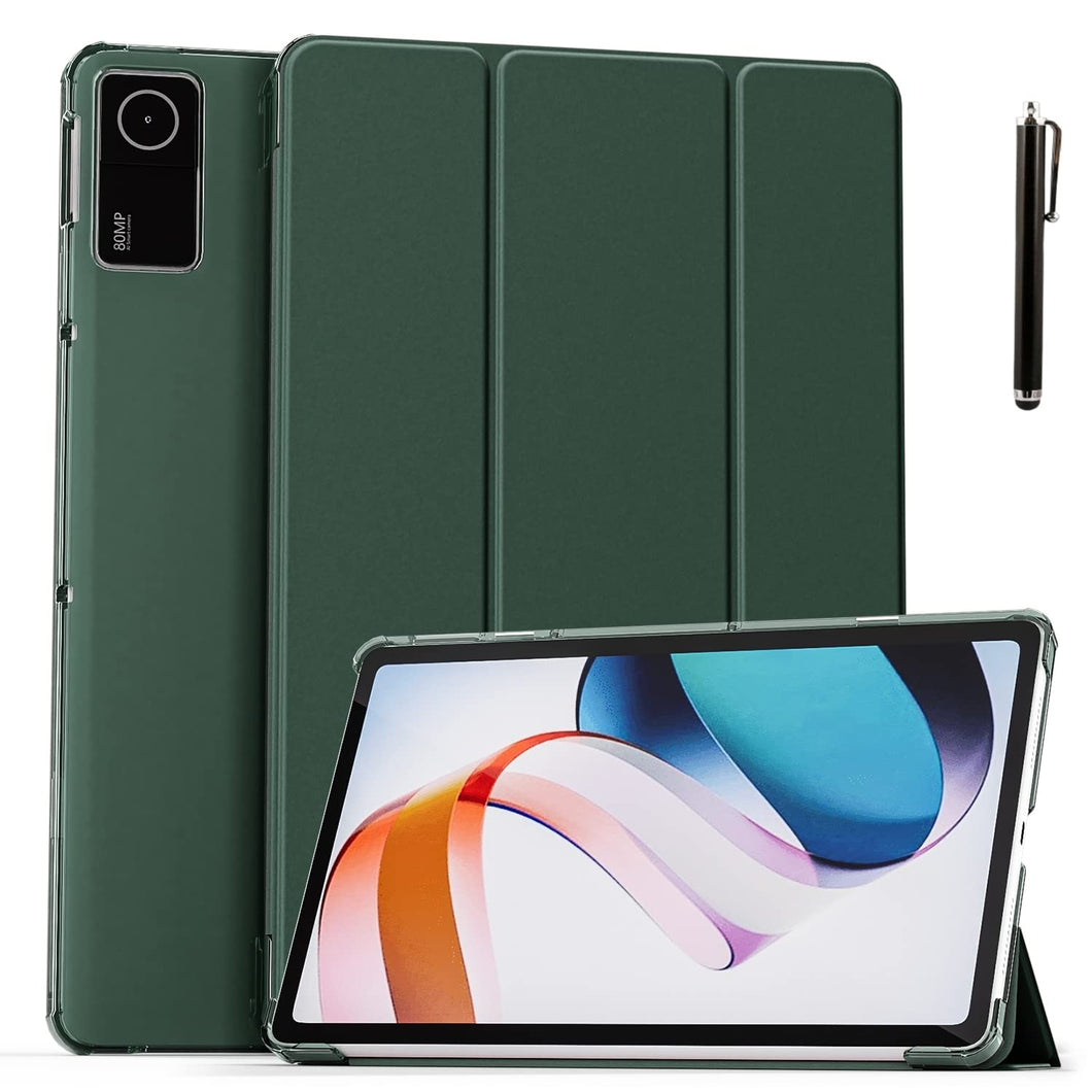 ProElite Smart Flip Case Cover for Redmi Pad 10.6 inch Translucent Back with Stylus Pen, Dark Green