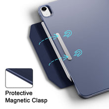 Load image into Gallery viewer, ProElite Smart Trifold Flip Case Cover for Apple iPad Air 5th/4th Gen 10.9 inch , Translucent Back with Clasp, Feather Series, Dark Blue
