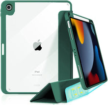 Load image into Gallery viewer, ProElite Hybrid Detachable Magnetic Case Cover for Apple iPad 10.2 inch 2021 9th/8th/7th Gen with Pencil Holder, Green [Transparent Back]

