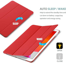 Load image into Gallery viewer, ProElite Smart Flip Case Cover for Apple ipad 7th/8th/9th Gen (2021) 10.2 inch with Stylus Pen, Translucent &amp; Hard Back, Red
