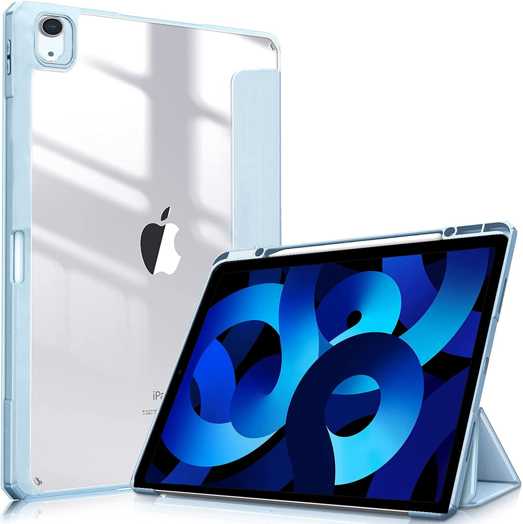 ProElite Hybrid Detachable Magnetic Case Cover for Apple iPad Air 10.9 inch 5th/4th Generation with Pencil Holder, Haze Blue [Transparent Back]