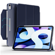 Load image into Gallery viewer, ProElite Smart Trifold Flip Case Cover for Apple iPad Air 5th/4th Gen 10.9 inch , Translucent Back with Clasp, Feather Series, Dark Blue
