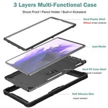 Load image into Gallery viewer, ProElite Rugged Shockproof Heavy Duty Back Case Cover for Samsung Galaxy Tab S8 Plus/S7 Plus/S7 FE 12.4 Inch SM-X800/X806/T970/T975/T976/T735, with S Pen Holder, Black
