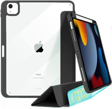 Load image into Gallery viewer, ProElite Hybrid Detachable Magnetic Case Cover for Apple iPad 10.2 inch 2021 9th/8th/7th Gen with Pencil Holder, Black [Transparent Back]
