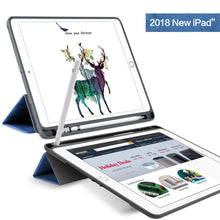Load image into Gallery viewer, ProElite Smart PU Flip Case Cover for Apple iPad 9.7&quot; 2017 2018 5th Gen/6th Gen Air 1 Air 2 (A1893/A1954) (Dark Blue) with Pencil Holder
