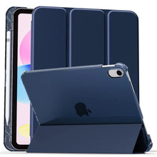 Load image into Gallery viewer, ProElite Smart Flip Case Cover for Apple iPad 10th Gen 10.9 inch 2022 with Translucent Back &amp; Pencil Holder, Dark Blue
