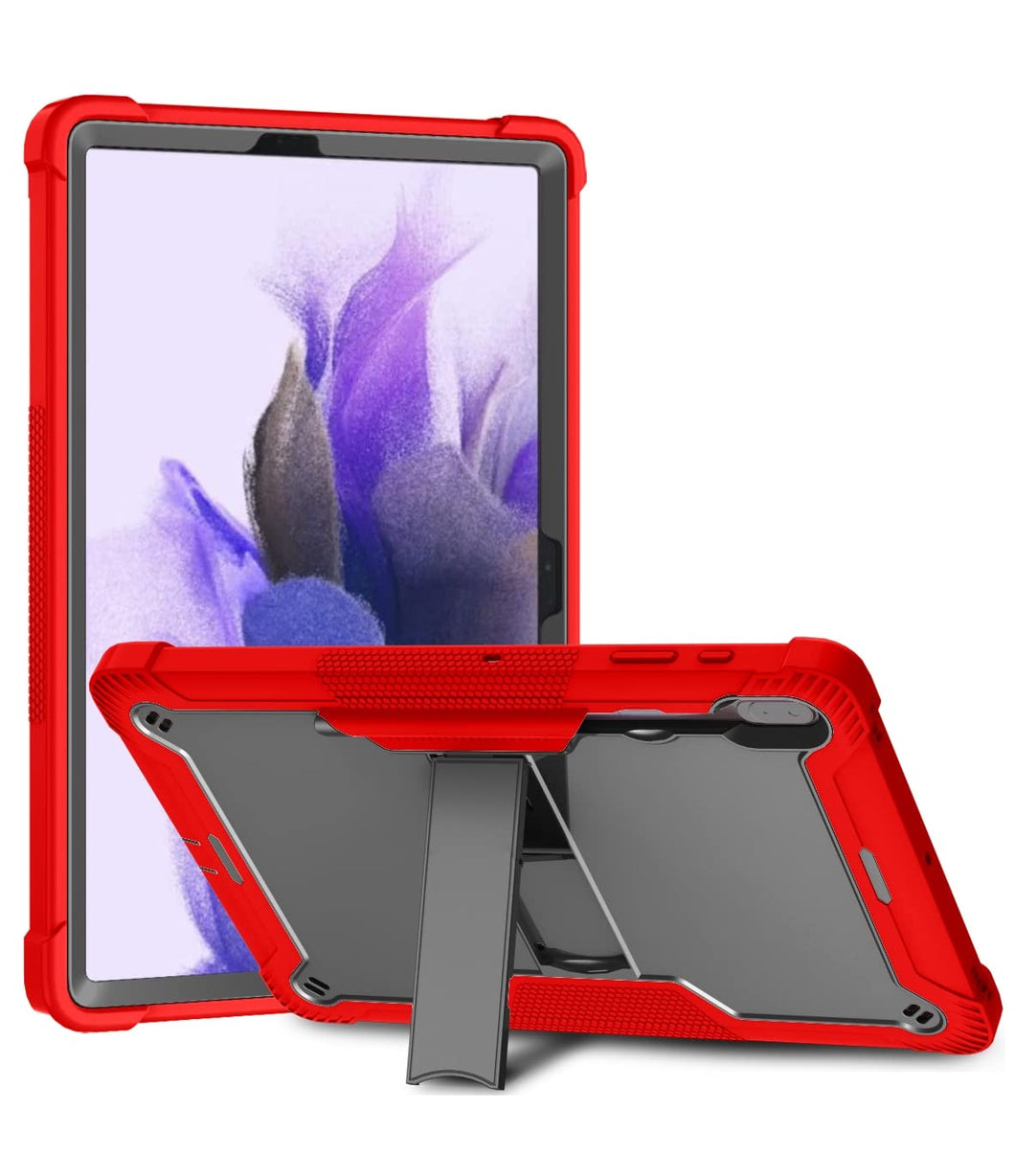 ProElite Rugged Shockproof Heavy Duty Back Case Cover for Samsung Galaxy Tab S8 Plus/S7 Plus/S7 FE 12.4 Inch SM-X800/X806/T970/T975/T976/T735, (with S Pen Holder), Red