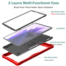 Load image into Gallery viewer, ProElite Rugged Shockproof Heavy Duty Back Case Cover for Samsung Galaxy Tab S8 Plus/S7 Plus/S7 FE 12.4 Inch SM-X800/X806/T970/T975/T976/T735, (with S Pen Holder), Red
