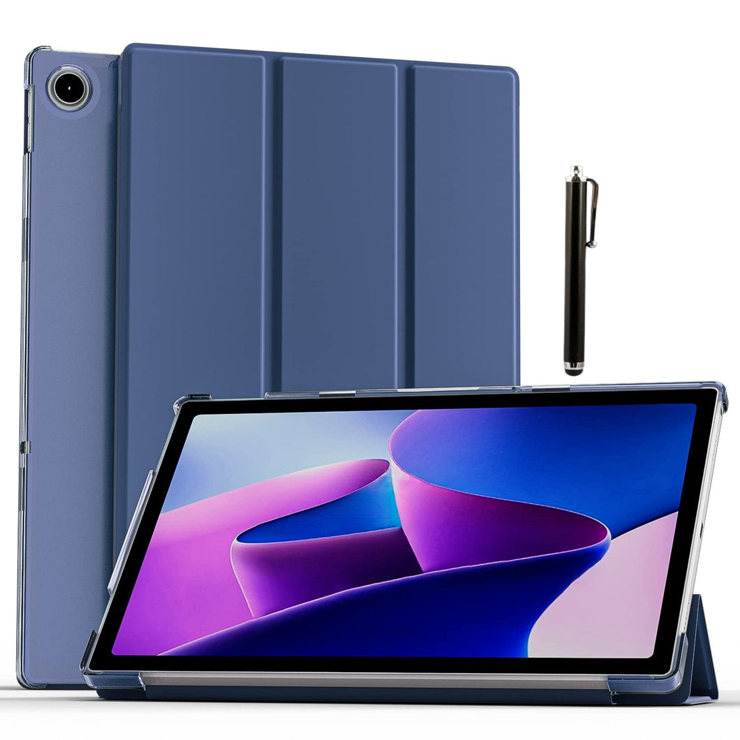 ProElite Smart Flip Case Cover for Lenovo Tab M10 FHD Plus 3rd Gen 10.6 inch (Will Not Fit M10 5G Model ) Translucent Back with Stylus Pen, Navy